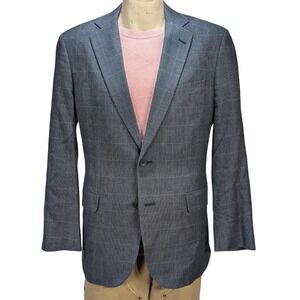 Brooks Brothers 346 Madison Fit Blazer Mens 41R Blue Gray Glen Plaid Sport Coat